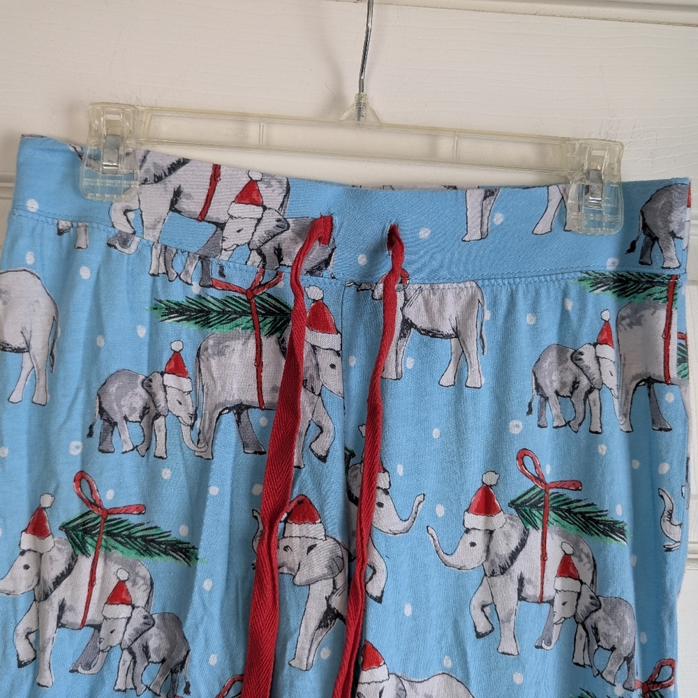 Cynthia Rowley Women's Pajama Bottoms With Holiday Elephant Print Size S - Picture 2 of 6